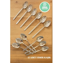 Yemek Kaşık 12 Li 2 Ml Paslanmaz Çelik Çubuk Model Gri