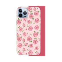 İphone 13 Pro Max Uyumlu Pembe Gül Uv Baskılı Silikon Kılıf Renkli