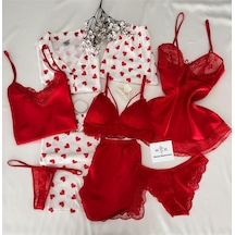 Mh Moony Homewears 9'lu Kutulu Marie Curie Çeyiz Seti Kırmızı