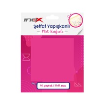 İnox Şeffaf Yapışkanlı Not Kağıdı 75x75 Pembe 50'li