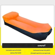 Novahub Yumuşak Baş Destekli Şişme Koltuk, Tek Kişilik Hava Yatağı, Kamp Ve Açık Hava İçin Taşınabilir Turuncu Turuncu