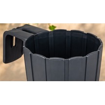 3d Baskı Askılı Balkon Saksısı Dikey Çizgili Dekoratif Çiçek Ve Aromatik Bitki Saksısı - Antrasit