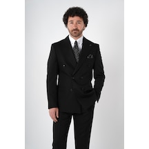 Premium Erkek Slim Fit İtayan Stil Modelli Pantolon Kruvaze Takım Elbise Siyah Xprzcom3407-001