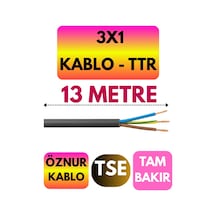 Öznur 3x1 Ttr Kablo Siyah Metre Seçenekli - 13 Metre