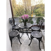 Aluminyumdokumcu Güllü Sandalye Güllü Masa Tabure Beyaz
