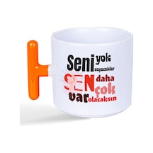 Seni Yok Sayacaklar Baskılı Kadınlar Günü Turuncu Kulplu T Kupa