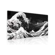 Tr Japon Deniz Dalgası Oyun Fare Altlığı, 31,5 X 11,8 Cm Japon Kanagawa Siyah Mousepad Masa Örtüsü, Sıvı Kontro