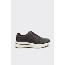 Derinet Hakiki Deri Comfort Taban Erkek Sneaker Kahve Beyaz Kahve Beyaz