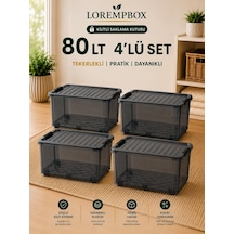 Lorempbox 80 Lt Büyük Boy Saklama Kutusu 4'lü Set Antrasit Diğer