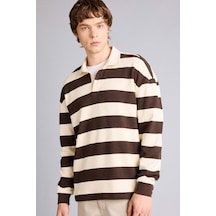 Defacto - Boxy Fıt Polo Yaka Waffle Sweatshirt E8440AX25AU Kahve Defacto - Boxy Fıt Polo Yaka Waffle Sweatshirt E8440AX25AU Kahve