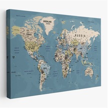 Harita Sepeti Dünya Haritası Son Derece Ayrıntılı Eğitici Ve Öğretici Okyanuslu Kanvas Tablo-2523-150x85