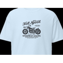 Wildstyle Full Speed Speedway Racing Motosiklet Vintage Yarış Baskılı Unisex Bisiklet Yaka Pamuklu Tişört - Be