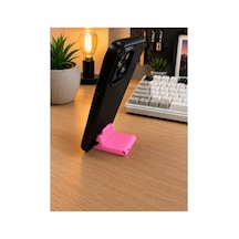 Katlanabilir Telefon Standı 2'li Set Pembe Masaüstü Telefon Tutucu - Taşınabilir Mini Telefon Standı - Anahtarlıklı Telefon Standı Pembe Pembe