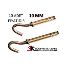 Meridyen Kancalı Açık Gömlek Çelik Dubel 10 Mm 10 Adet