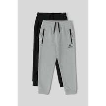 Tommylife Standart Fit Basic 2li Paket Siyah-gri Melanj Erkek Çocuk Eşofman Alt - 64042 Siyah - Gri