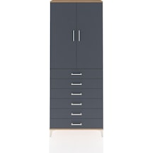 Arges Dolap 3 Raflı 6 Çekmeceli 2 Kapaklı 88x30x221 Çam-antrasit Çam