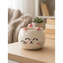 Uyuyan Kedi Kupa 3d Kabartmalı El Yapımı Krem Parlak Kupa - El İşçiliği 3d Hediyelik Kupa Diğer