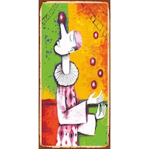 hüzünlü palyaço 10 cm x 20 cm mini retro ahşap poster