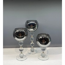 Peramari Kristal 3'lü Top Şamdan Füme