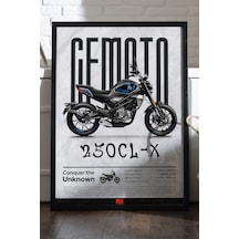 Cfmoto 250 Cl-x Siyah Ahşap Çerçeveli Poster, Dekoratif Motosiklet Duvar Tablosu