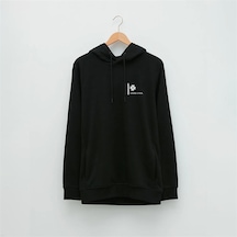 Şans Temalı Özel Tasarım Baskılı Kapüşonlu Sweatshirt Siyah