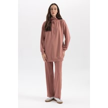 Defacto Regular Fit Rahat Kalıp Lastikli Bel Geniş Paça Pantolon B0043AX23WNBR165 Bordo