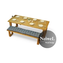 Neiwel Doer Doğal Ahşap Banklı Mutfak Ve Yemek Masası Takımı-80-180 Takım Açık Ceviz Neiwel Doer Doğal Ahşap Banklı Mutfak Ve Yemek Masası Takımı-80-180 Takım Açık Ceviz
