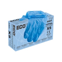 Eco Nitril Pudrasız Muayene Eldiveni Mavi 100'lü