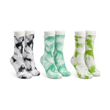 Unisex Batik Desenli Çorap 3'lü Set Renkli Pamuklu Uzun Soket Dikişsiz Nefes Alan Günlük Spor Çorabı Renk: Çok Renkli, Beden: 36-40, Adet: 6 Diğer