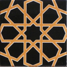 Armada Çini 20x20 Cm Sp 89-v Sarı Siyah Türkmen Yıldızı Çini Karo