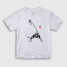Presmono Unisex Çocuk Heart Giraffe Zürafa T-Shirt
