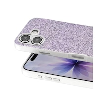 Onegif Apple iPhone Uyumlu  17 Uyumlu Bright Simli Kapak - Lila