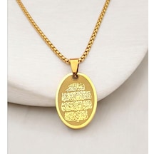 Unisex Nazar Duası Çelik Kolye 8756 Altın