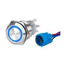 Labarka Mavi LED'li Krom Buton (On)-Off 19 mm 15A 12/24V