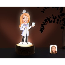 Kişiye Özel Kadın Diş Hekimi Karikatürlü Dekoratif 3D Biblo Led I(481494859) Çok Renkli