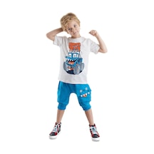Denokids Monster Truck Erkek Çocuk T-shirt Kapri Şort Takım Çok Renkli