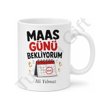 Maaş Günü Bekliyorum Yazılı Komik Baskılı Kupa Bardak Esprili Hediye Beyaz / Çok Renkli