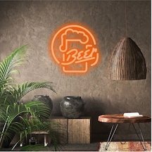 Beer Yazılı Ve Şekilli Neon Tabela Turuncu