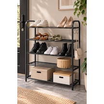 Sulorahome 5 Katlı Metal Ayakkabılık Rafı Siyah