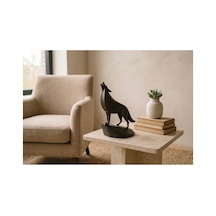 Uluyan Kurt Figürü Minimalist Dekoratif Biblo 12x15 Cm Ev Ofis Süsü