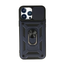 Apple iPhone  Uyumlu-  13 Pro Max Kılıf Pars Lens Yüzüklü Silikon - Lacivert