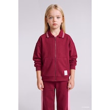 Defacto Polo Yaka Cepli Kalın Sweatshirt Hırka Kız Bebek I0629a526aubr239 Bordo-br239