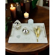 Gentle Damat Kahve Fincan Tepsisi Beyaz Beyaz