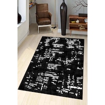 Siyah Vintage Kaymaz Tabanlı Makinede Yıkanabilir Halı Ar525n11