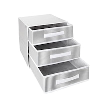Orret Home Dolap İçi Kumaş Kaplamalı Mini Çekmece Organizer, Çekmeceli Dolap İçi Düzenleyici, İç Çamaşırı Çorap Tekstil Organizer Kutusu 3 Çekmeceli Açık Bej