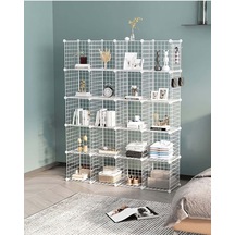 20 Bölmeli Beyaz Renk Portatif Kitaplık Dolap Raf Düzenleyici