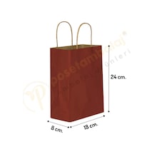 Bordo Kraft Çanta Küçük Boy 18x8x24 Cm 25 Adet