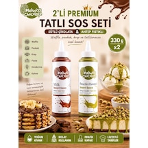 Melwiss Chocolate 2 Li Premium Sos Seti Sütlü Çikolata Ve Antep Fıstıklı 330 Gr X 2