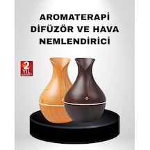 Ahşap Desenli Aromaterapi Difüzör 130 Ml Ultrasonik Ve 7 Renk Led Işıklı -