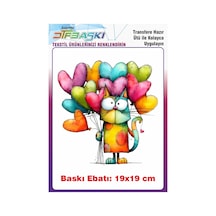 Renkli Kedi Ütü İle Yapışan Tişört Tekstil Baskı 3265